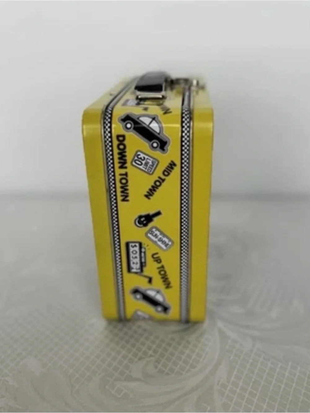 Vintage 1980s Taxi Tv Show Cast Metal  Lunchbox - Retro Yellow Tin